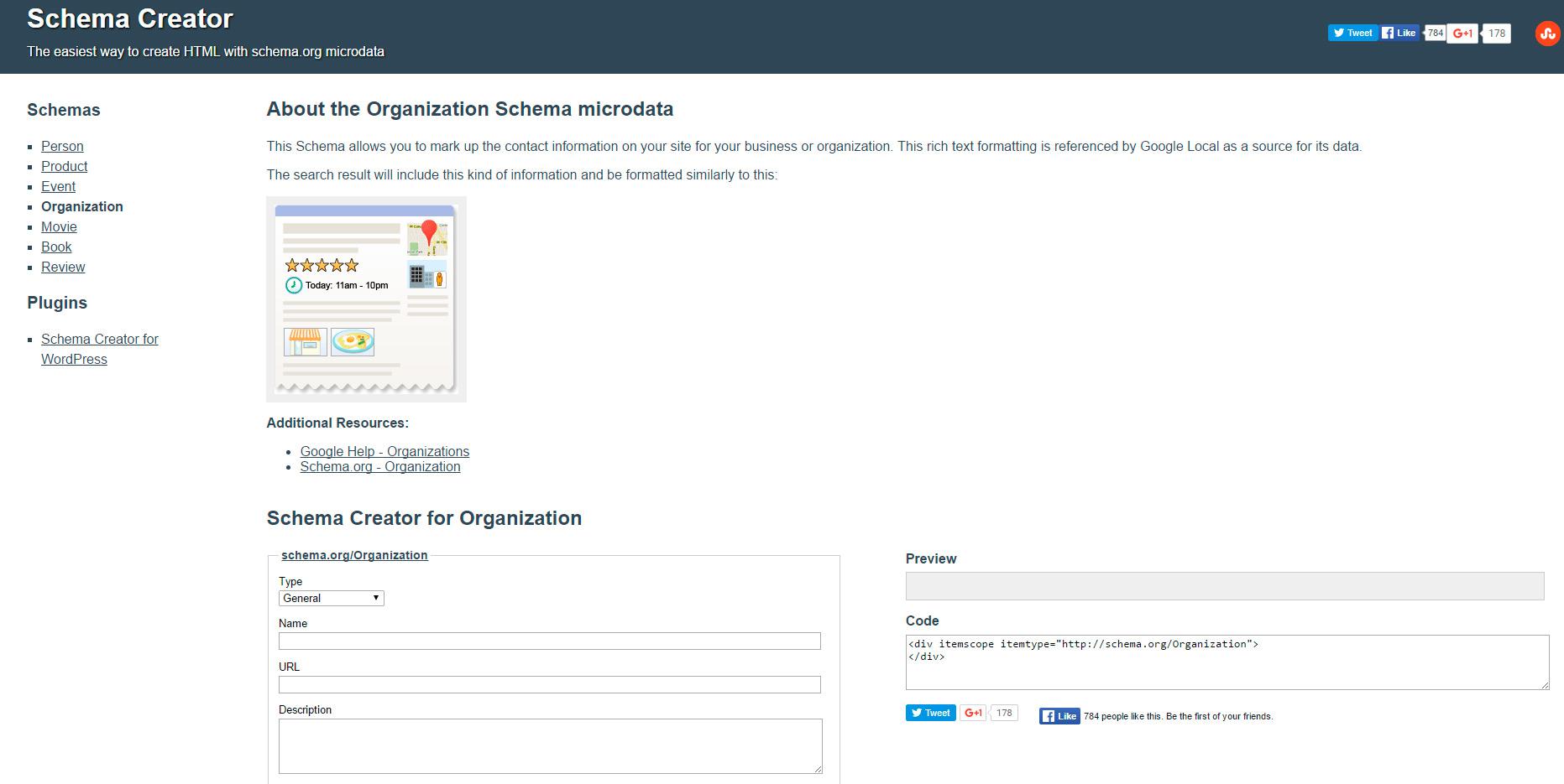 Schema Creator, analizar la información del sitio web